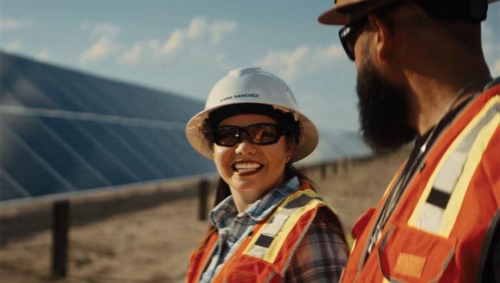 Pictured: Staff at the new solar farm in Texas, which took almost two years to complete. Image: Anheuser-Busch